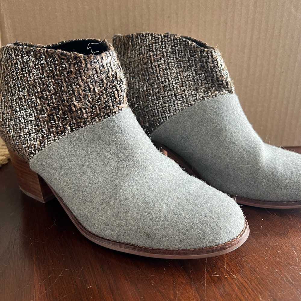 Toms Gray and Brown Ankle Booties